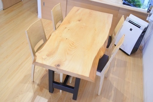 一枚板ダイニングテーブル・食卓椅子4脚セット