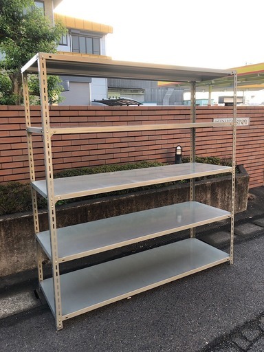 中古　重量棚　W1800　D600　H1900　棚板5枚　丈夫！