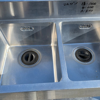 ☆中古品　マルゼン　2槽シンク　1000x600x840☆ ☆中古品 マルゼン 2槽シンク 1000x600x840☆