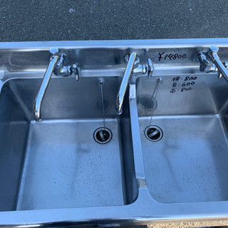 ☆中古品 厨房用品 2槽シンク 800x450x800☆