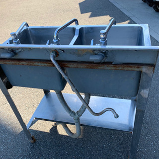 ☆中古品 厨房用品 2槽シンク 800x450x800☆