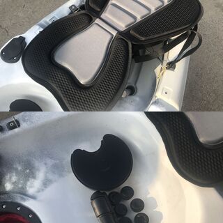 【カヤック　フィッシングカヤック　1人乗り　ホワイト/ブラック/グレー　中古　付属品あり　直接引取(八王子）or近隣自社配送】 