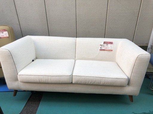 ☆中古 激安！！ 3人掛け　ソファ　ホワイト　布　インテリア家具　182x83x72cm　￥12,800！！