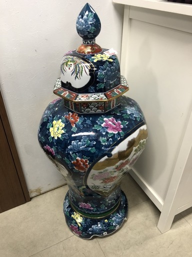 ☆中古 激安！！ ツボ　壺　置物　陶器　焼き物　インテリア　和風　昭和レトロ　アンティーク　42x42x96cm　￥18,800！！