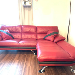 【追記あり】美品★ニトリ★本革カウチソファ★サイドテーブル