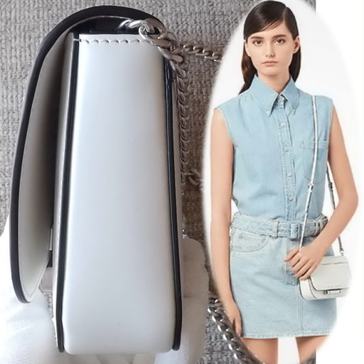 PRADA プラダ ソフトレザー フラップショルダーバッグホワイト