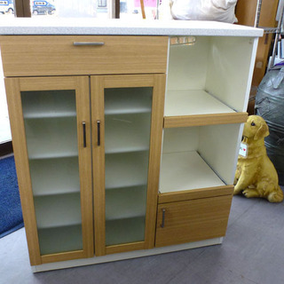 ミドルレンジボード キッチンボード 食器棚 ホワイト ライトブラウン