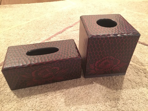 【鎌倉彫】屑箱　ゴミ箱　ティッシュケース　美品