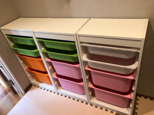 IKEA TROFAST 46x30x94 の3個セット(収納ボックス12箱付き)