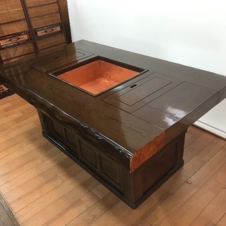 鉄刀木 タガヤサン 無垢材 囲炉裏 ダイニング7点セット 6人用 座卓