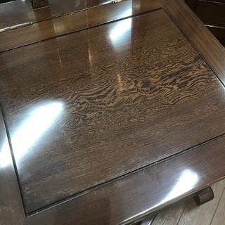 鉄刀木 タガヤサン 無垢材 囲炉裏 ダイニング7点セット 6人用 座卓にもなります 天板厚み86mm テーブル イス 座卓 座敷机 回転チェア 火鉢