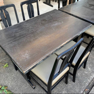 (4265-00)現状品！店舗　椅子　テーブルセット/木製枠/グ...
