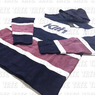 正規品 KITH キス パネルボーダーロゴパーカー ネイビー