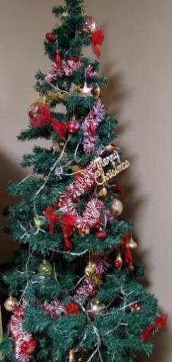 クリスマスツリー　高さ約2ﾒｰﾄﾙ（電飾、飾り付き）