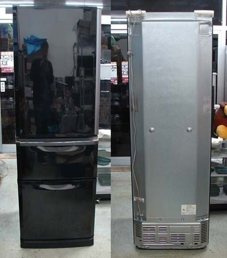 19N0107 B 札幌発 引取歓迎 MITSUBISHI/三菱 MR-C37WL ノンフロン冷凍冷蔵庫 370L 2012年製 中古 訳アリ