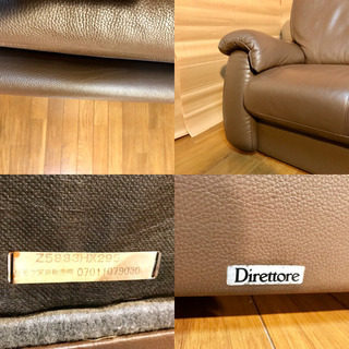 ■美品■karimoku カリモク■高級■Direttore ディレトーレ 本革 レザー■モダン■3人掛けソファ 3Pソファ■ブラウン■