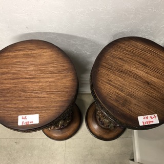 ☆中古 激安！！ 置物　木製　2点セット　アンティーク　昭和レトロ　飾り物　28x28x81cm　￥18,800！！