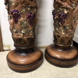 ☆中古 激安！！ 置物　木製　2点セット　アンティーク　昭和レトロ　飾り物　28x28x81cm　￥18,800！！