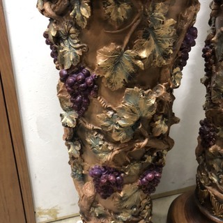 ☆中古 激安！！ 置物　木製　2点セット　アンティーク　昭和レトロ　飾り物　28x28x81cm　￥18,800！！