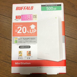 ポータブルハードディスク BUFFALO HD-PCF500U3-W