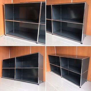 USM Haller ハラーシステム ２列２段キャビネット オープン×４ アントラサイト（グレー）