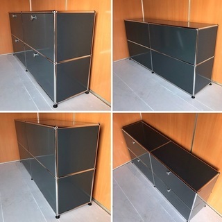 USM Haller ハラーシステム ２列２段キャビネット ドロップダウンドア×４ アントラサイト（グレー）