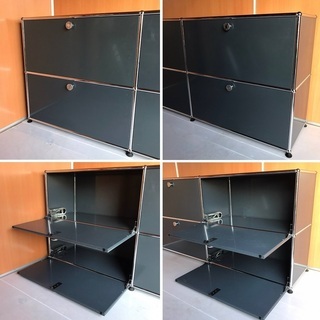 USM Haller ハラーシステム ２列２段キャビネット ドロップダウンドア×４ アントラサイト（グレー）