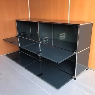 USM Haller ハラーシステム ２列２段キャビネット ドロップダウンドア×４ アントラサイト（グレー）