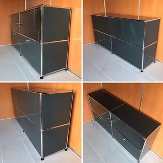 USM Haller ハラーシステム 2列2段キャビネット ガラス扉×2