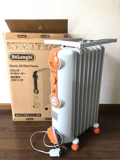 DeLonghi デロンギ オイルヒーター JR0812-OR トップハンガー セット オレンジ 元箱付 美品