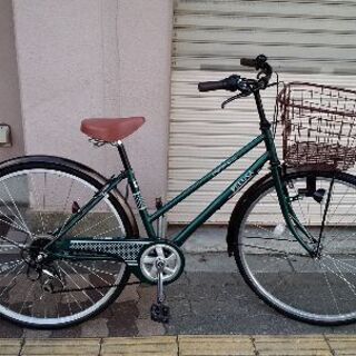 PELUSA[ペルーサ]27吋 ファッションタウンサイクル 外装6段/グリーンｘブラウン