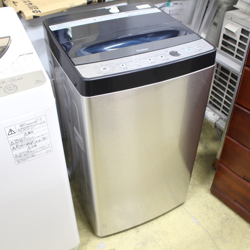 J11104)【最高年式・美品！】ハイアール Haier 全自動洗濯機 JW-XP2C55E 5.5kg 2019年製 アーバンカフェシリーズ ステンレス調 単身 一人暮らし用