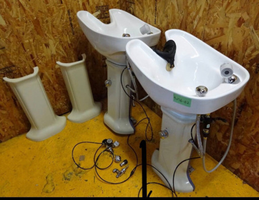 (4276-02)現状品 オオヒロ シャンプー台 二台セット バックシャンプー 炭酸シャンプー ヘッドスパ 美容室