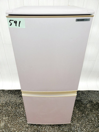 591番 シャープ✨ノンフロン冷凍冷蔵庫❄️SJ-14R-C‼️