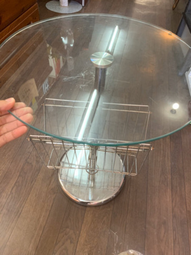 ガラス天板　丸テーブル