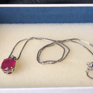 天然 ルビー 3ct 脇石天然ダイヤモンド シルバー925 ネックレス
