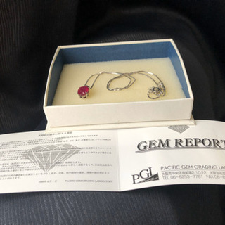 天然 ルビー 3ct 脇石天然ダイヤモンド シルバー925 ネックレス