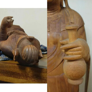 c385 木彫り 仏像 観音様 森近 作 彫刻 細密彫刻 仏教美術