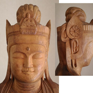 c385 木彫り 仏像 観音様 森近 作 彫刻 細密彫刻 仏教美術