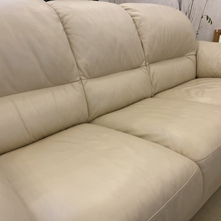 IDC大塚家具 ソファ 3人掛け 本革 オフホワイト 高級家具 中古品