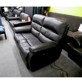 札幌【本革 電動リクライニング 2人掛けソファ】幅150cm ダークブラウン こげ茶色系 ソファー 本郷通店