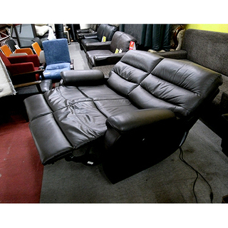 札幌【本革 電動リクライニング 2人掛けソファ】幅150cm ダークブラウン こげ茶色系 ソファー 本郷通店