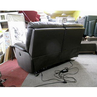 札幌【本革 電動リクライニング 2人掛けソファ】幅150cm ダークブラウン こげ茶色系 ソファー 本郷通店