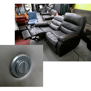 札幌【本革 電動リクライニング 2人掛けソファ】幅150cm ダークブラウン こげ茶色系 ソファー 本郷通店