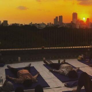 rooftop sunset yoga