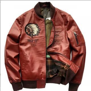 ♪最上級羊革100％豪華刺繍 天然皮革◆ライダース/ジャケット/ブルゾン 赤 サイズ選択可 ♪♪ 定価30万□最上級 カウハイド レザージャケット 個性 本革 ライダース