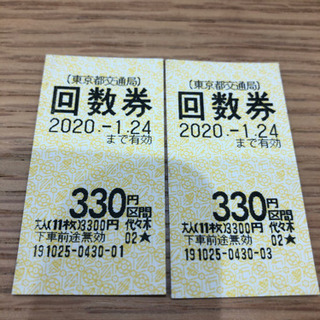 都営線　回数券330円×2枚