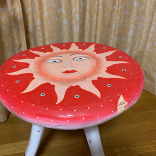 アジアン雑貨 大テーブル オレンジに太陽