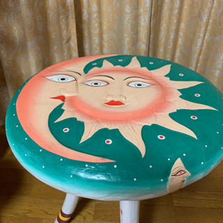 アジアン雑貨 大テーブル グリーンに太陽と月