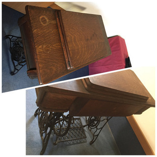 レトロ アンティーク SINGER シンガー ミシン 鉄脚 木製作業台